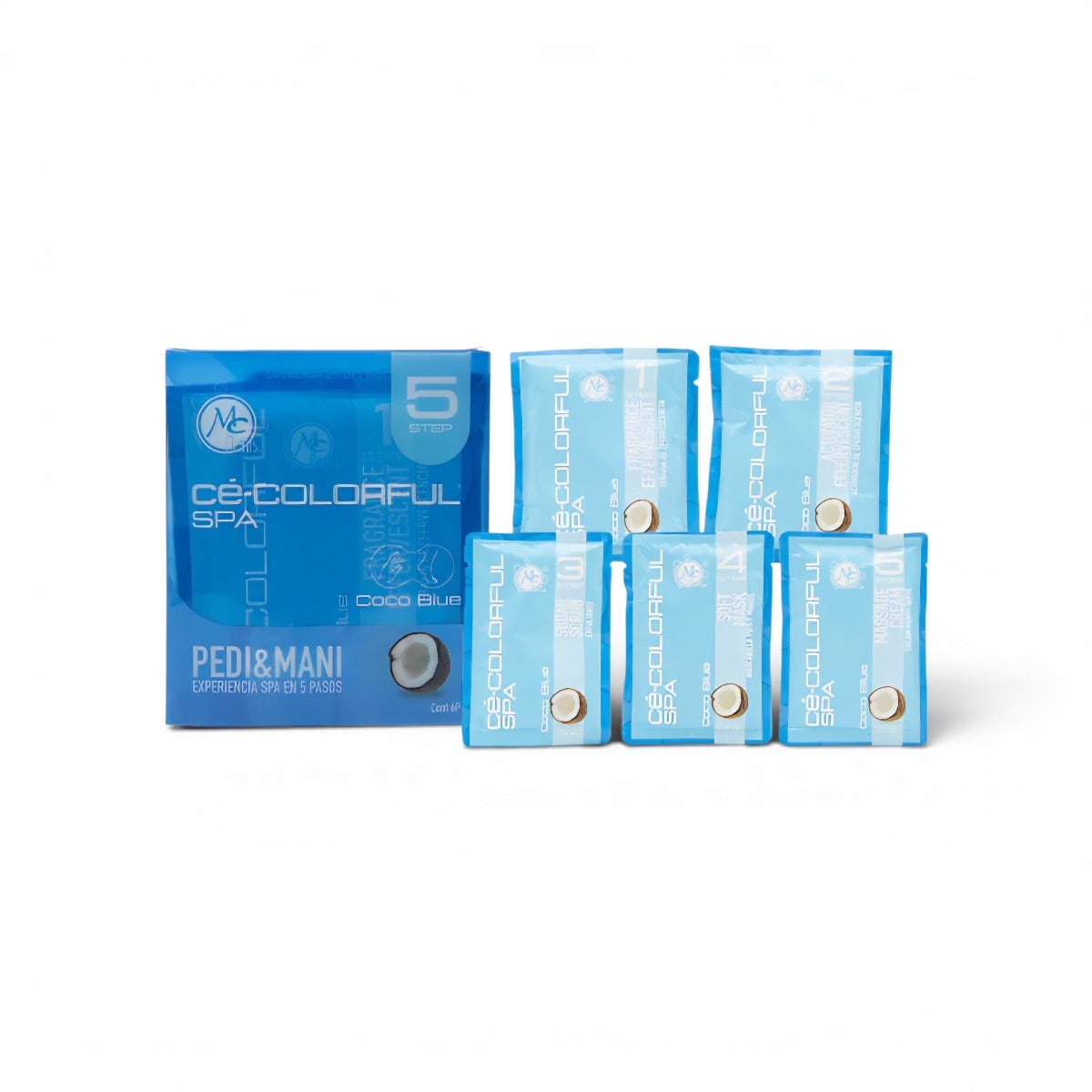 COLORFUL SPA KIT PEDI&MANI 5 STEP 6PZ FRAGANCE COCO BLUE