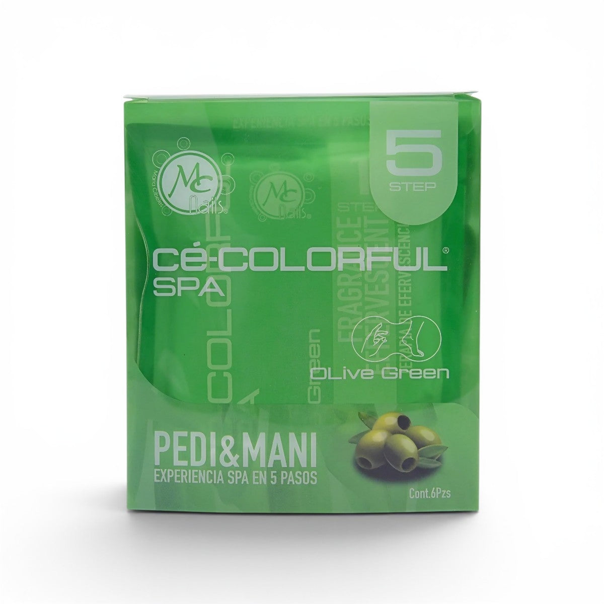 COLORFUL SPA KIT PEDI&MANI 5 STEP 6PZ FRAGANCE OLIVE GREEN