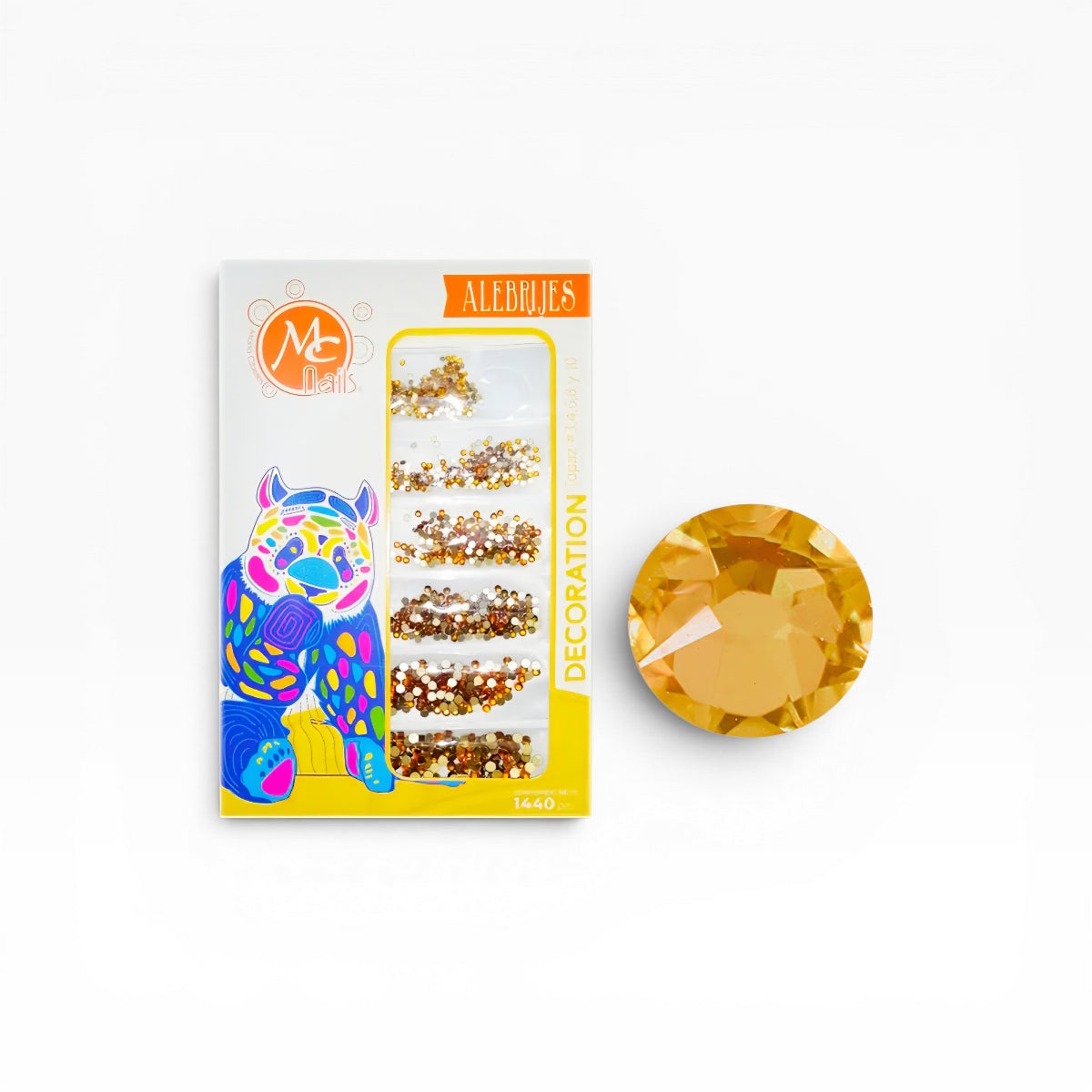 Paquete de cristal  LC 203 Topaz #3,4,6,8 y 10 con 1440 pz