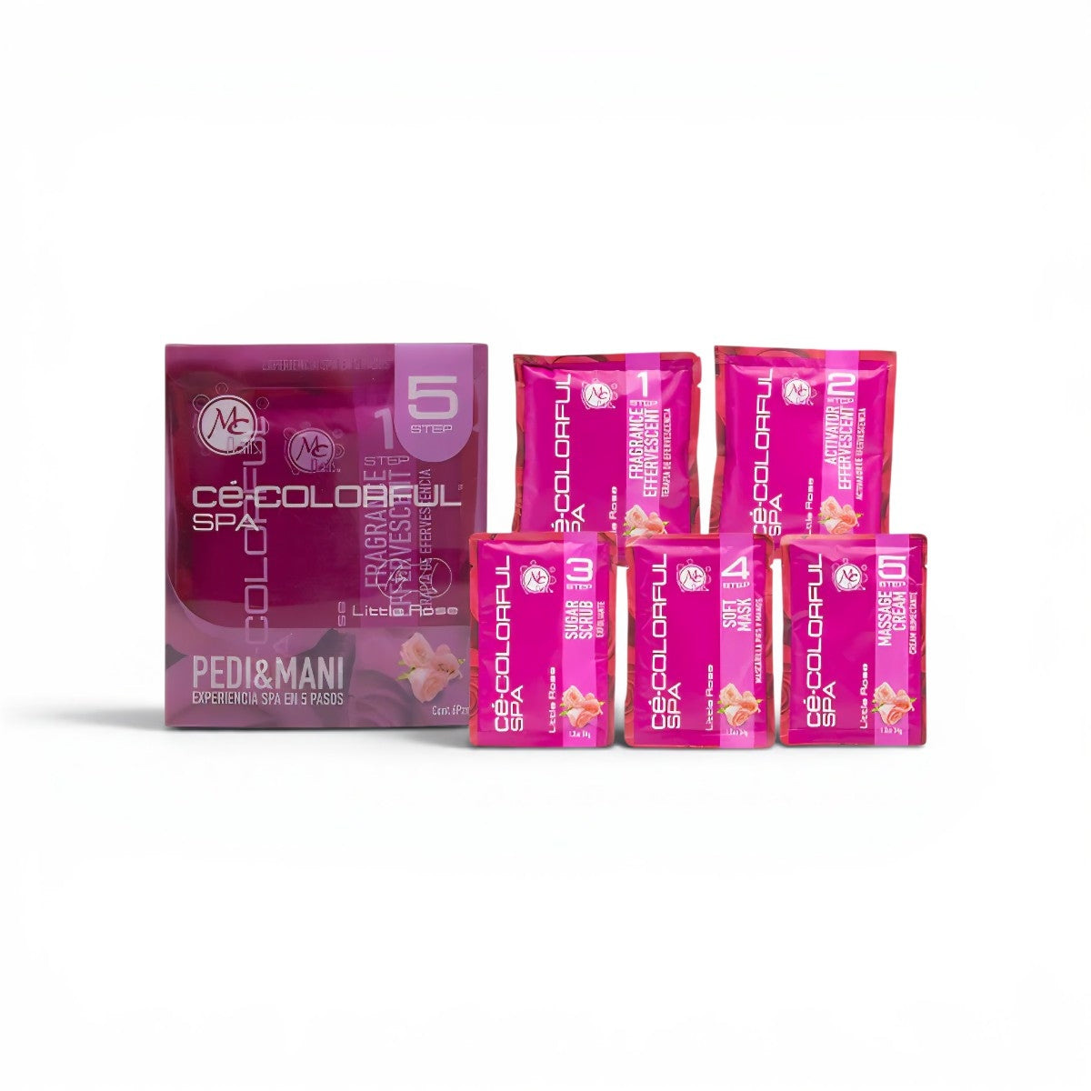 COLORFUL SPA KIT PEDI&MANI 5 STEP 6PZ FRAGANCE LITTLE ROSE