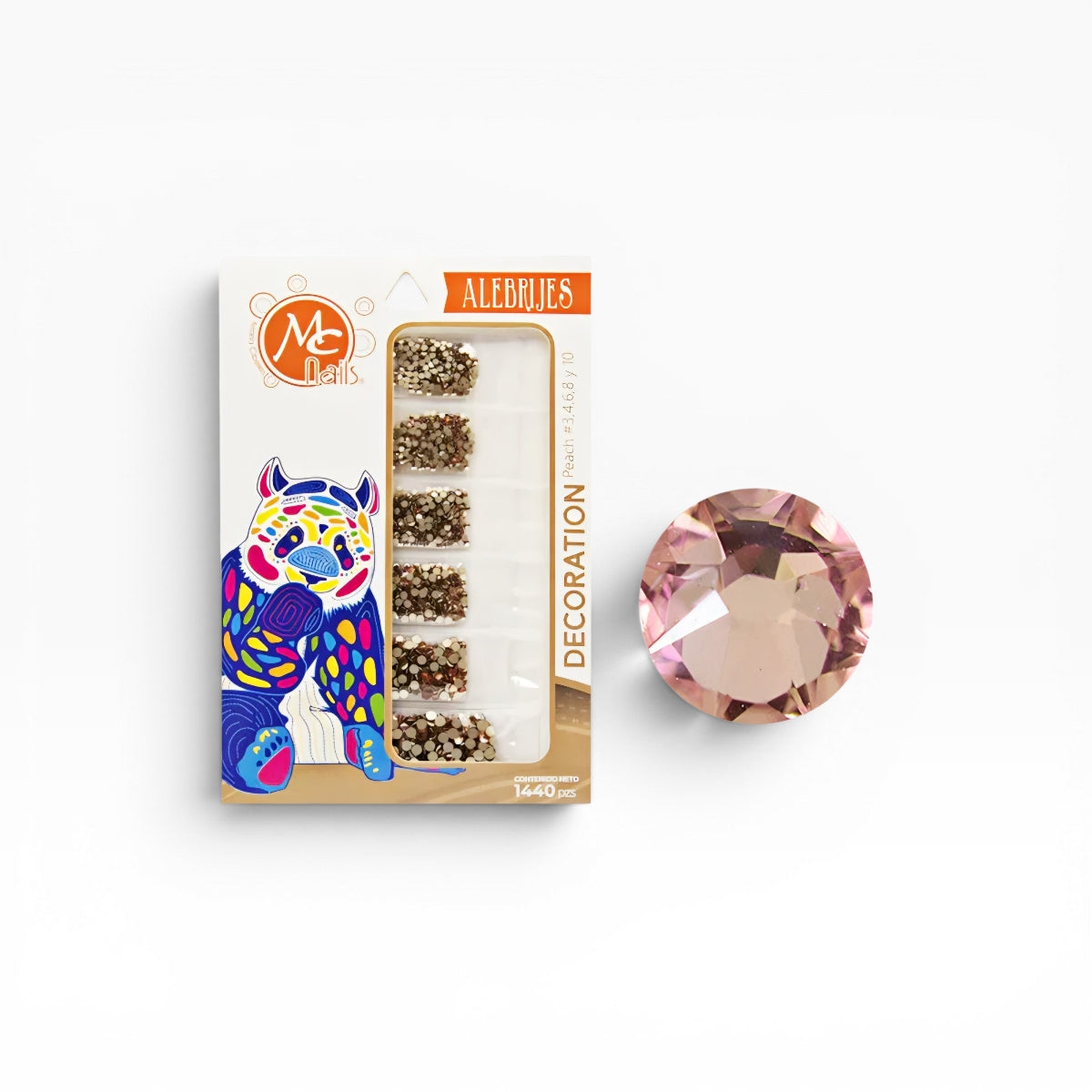 Paquete de cristal  Rosas TCC 362 Light Peach #3,4,6,8 y 10 con 1440 pz