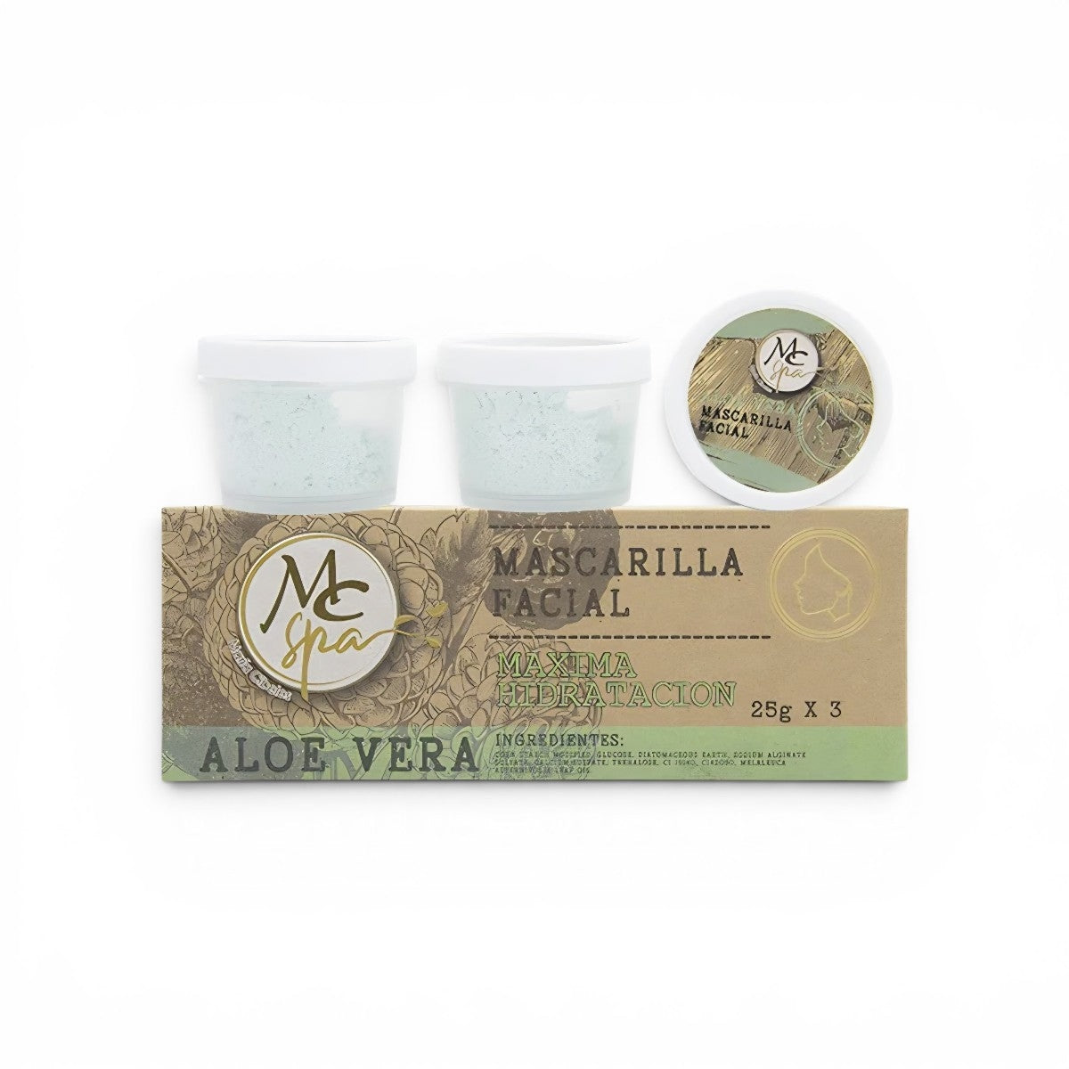 Mascarilla FACIAL ALOE VERA 3pz de 25grs c/u