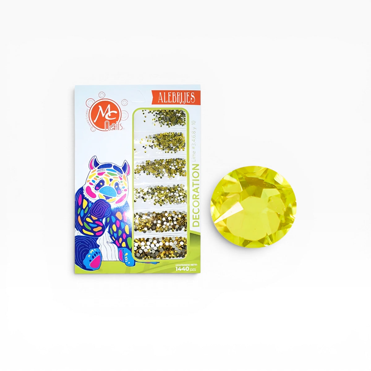 Paquete de cristal  LC 385 Lime #3,4,6,8 y 10 con 1440 pz
