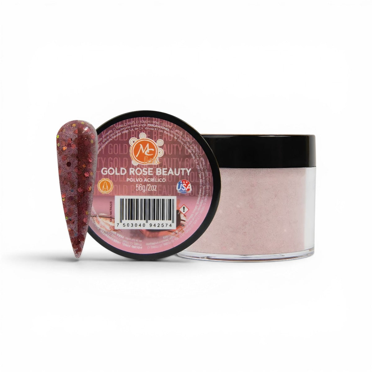 Polvo acrilico 2oz GOLD ROSE BEAUTY