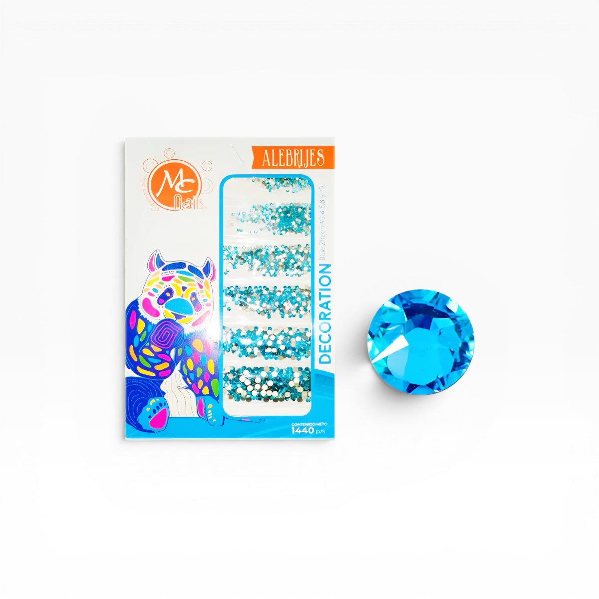 Paquete de cristal  LC 229 Blue Zircon #3,4,6,8 y 10 con 1440 pz